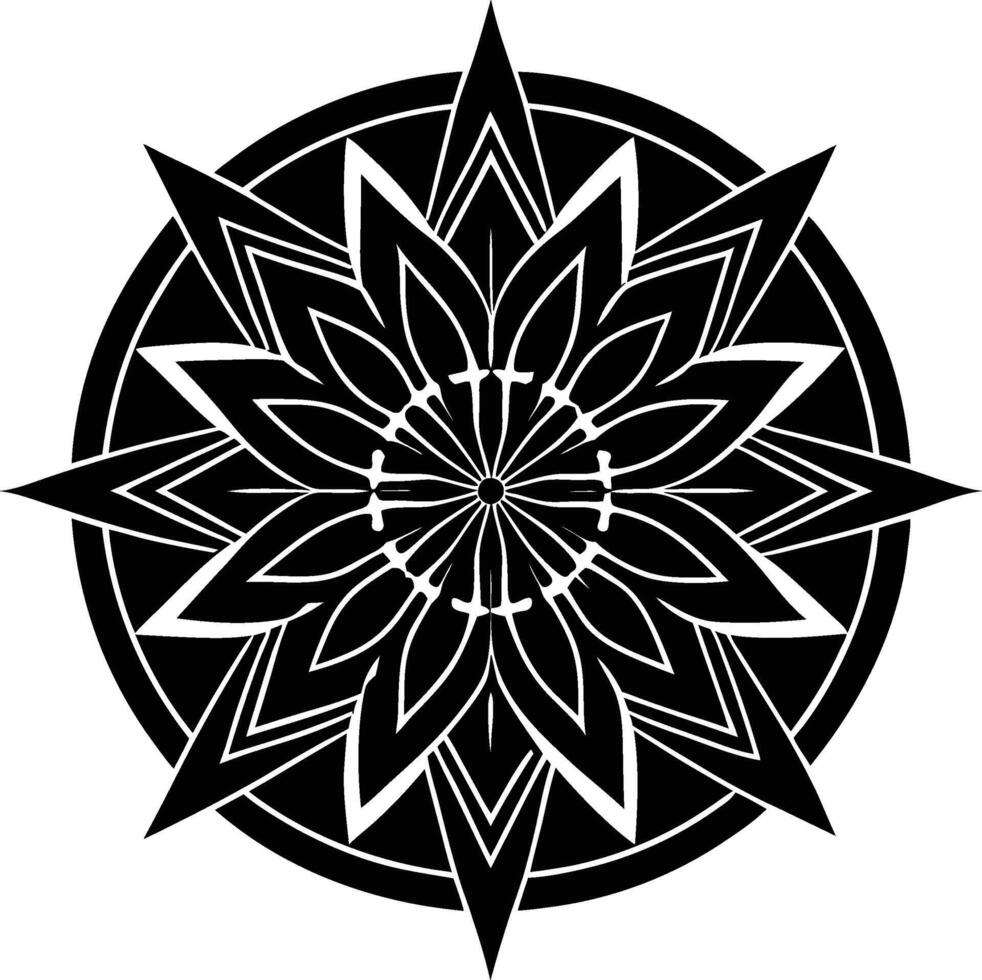 A black and white design with a star in the center vector