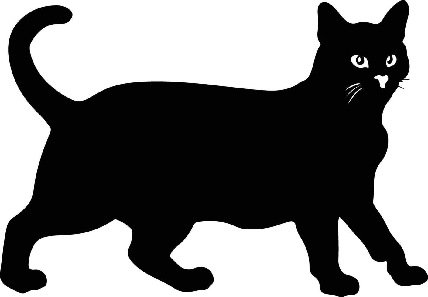 funny cat silhouette black vector