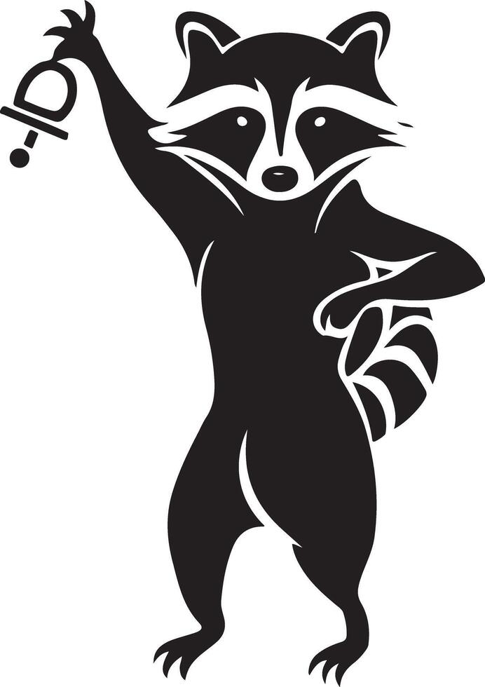funny raccoon black vector