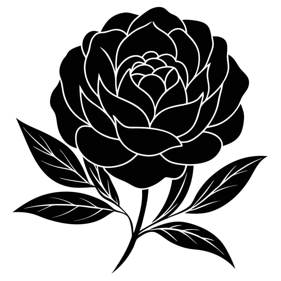peony flower silhouette vector