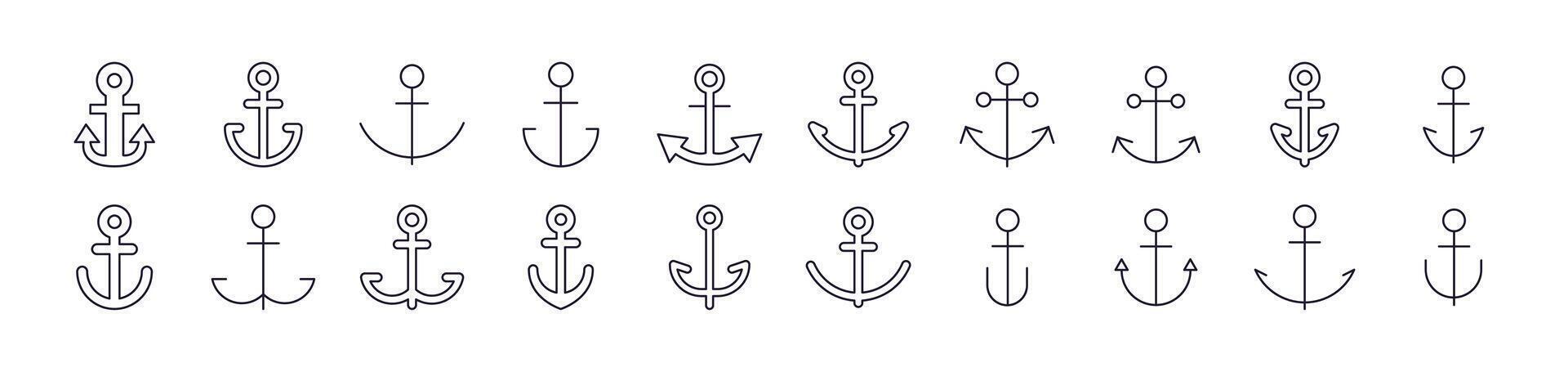 Anchor Line Icon Collection. Editable Stroke. Perfect for Infographics, Articles, Books, Flyers, Banners vector