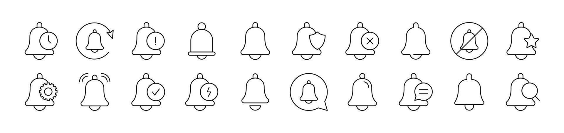 Ring, Bell Line Icon Collection. Editable Stroke. Perfect for Infographics, Articles, Books, Flyers, Banners vector