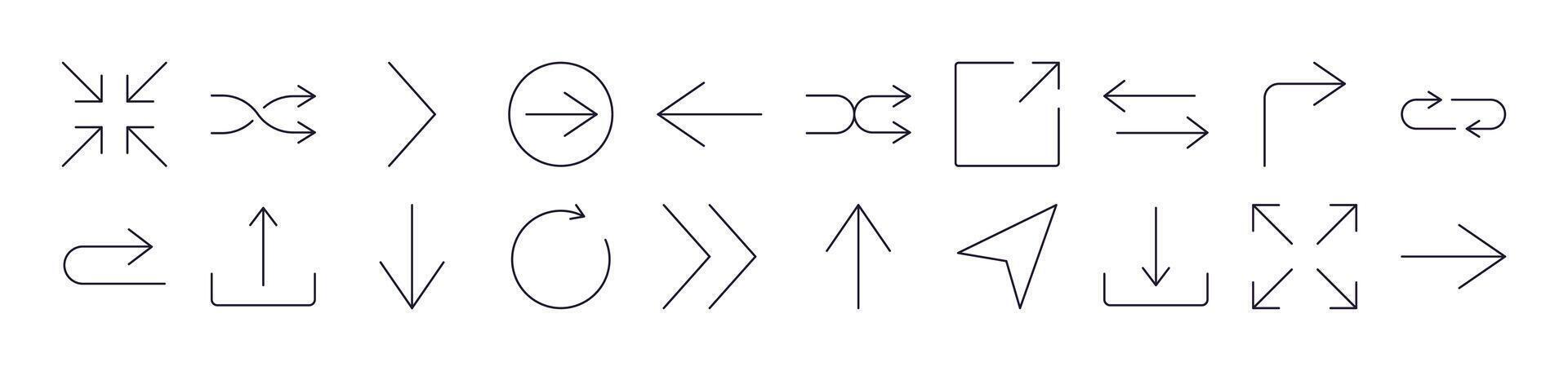 Arrows Up, Down, Right and Left Outline Icon Collection. Editable Stroke. Perfect for Infographics, Articles, Books, Flyers, Banners vector