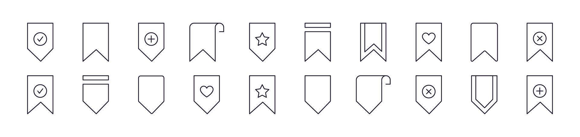 Bookmark Outline Image Collection. Editable Stroke. Perfect for Infographics, Articles, Books, Flyers, Banners vector