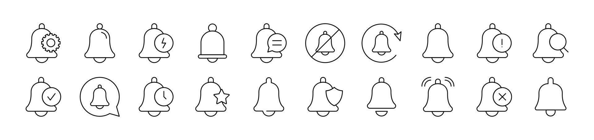 Ring, Bell Related Line Icon Collection. Editable Stroke. Perfect for Infographics, Articles, Books, Flyers, Banners vector