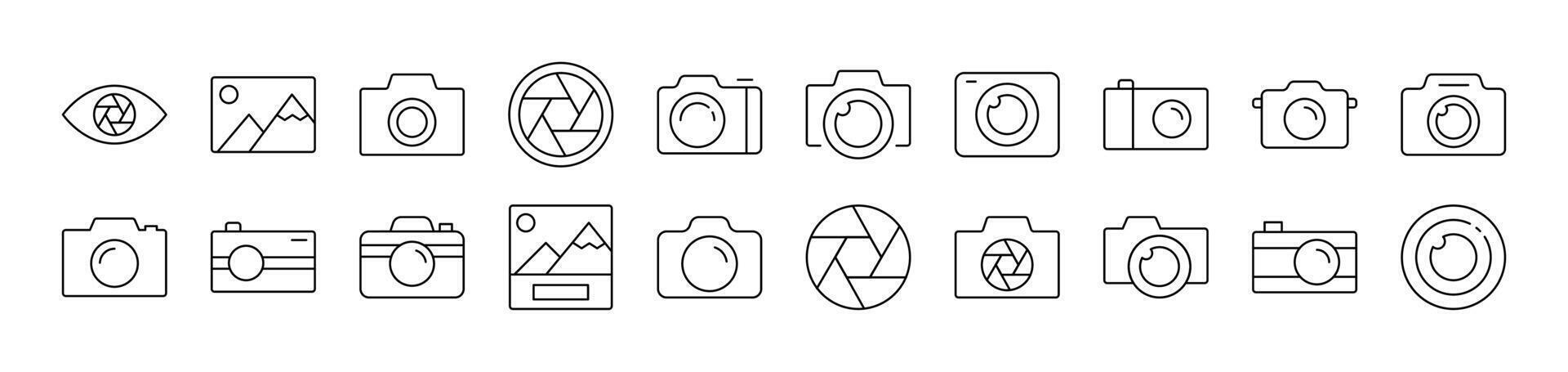 Photo Camera and Image Picture Collection. Editable Stroke. Perfect for Infographics, Articles, Books, Flyers, Banners vector