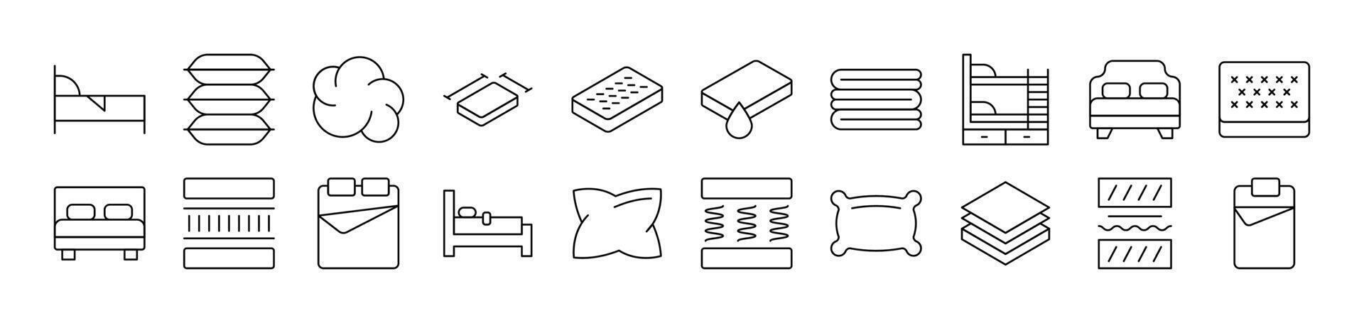 Pillow, Cushion Outline Icon Collection. Editable Stroke. Perfect for Infographics, Articles, Books, Flyers, Banners vector