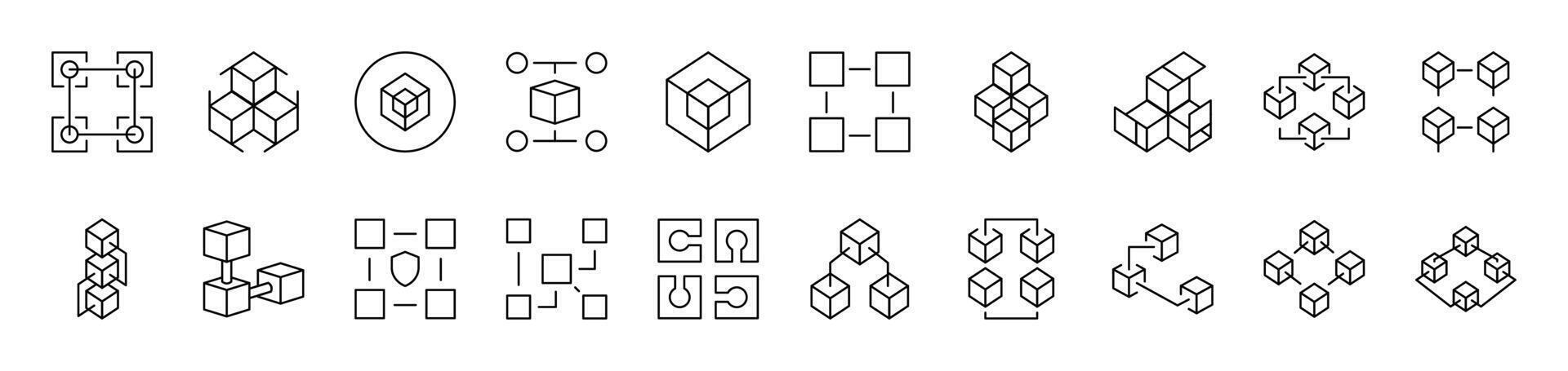 Various Cubes Outline Picture Collection. Editable Stroke. Perfect for Infographics, Articles, Books, Flyers, Banners vector
