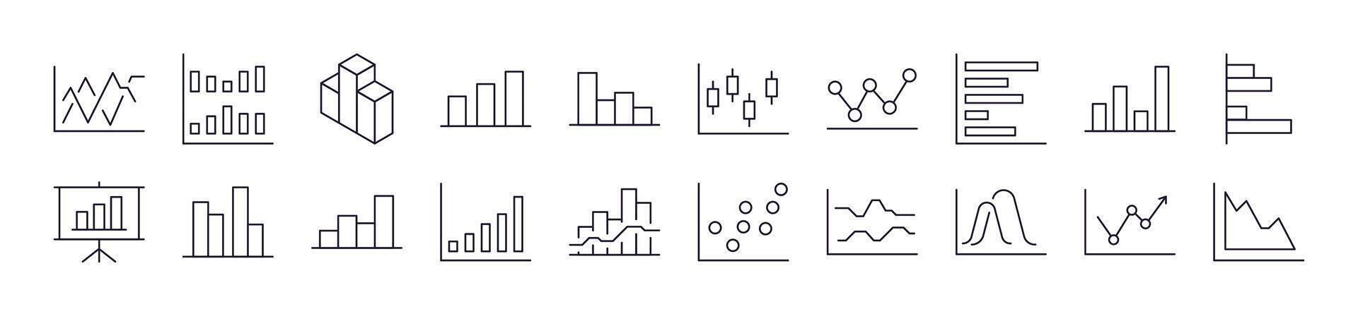 Progress Bar, Growth, Diagram Outline Sign Collection. Editable Stroke. Perfect for Infographics, Articles, Books, Flyers, Banners vector