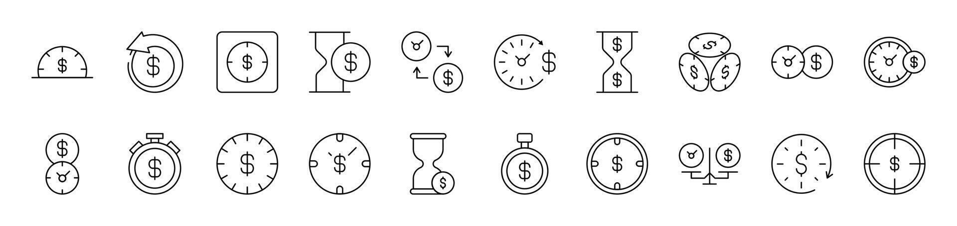 Dollar and Money Picture Collection. Editable Stroke. Perfect for Infographics, Articles, Books, Flyers, Banners vector