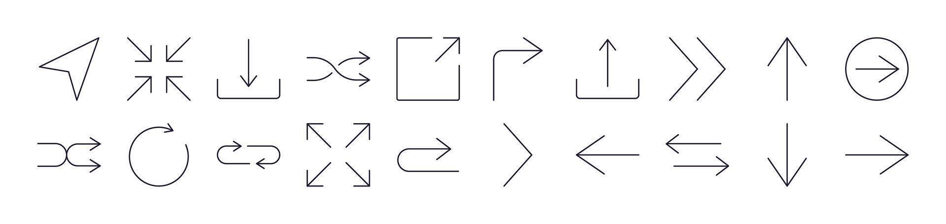 Arrows Up, Down, Right and Left Related Line Icon Collection. Editable Stroke. Perfect for Infographics, Articles, Books, Flyers, Banners vector