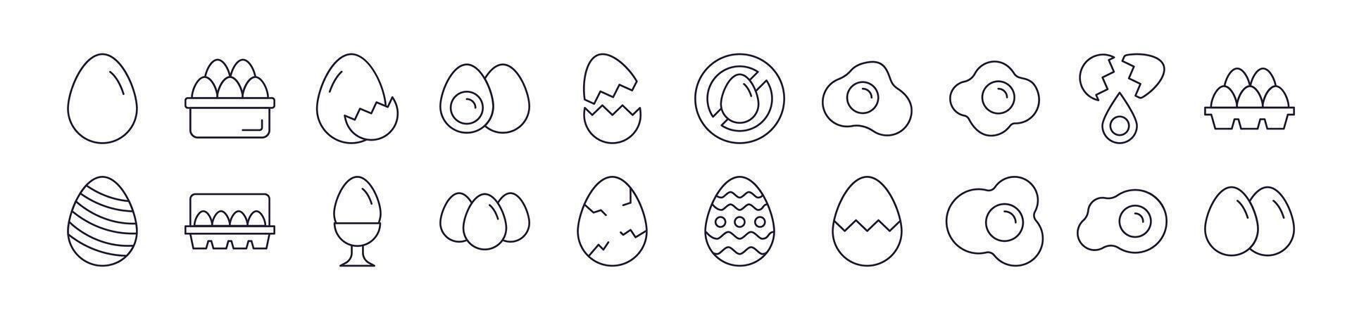 Eggs Outline Picture Collection. Editable Stroke. Perfect for Infographics, Articles, Books, Flyers, Banners vector