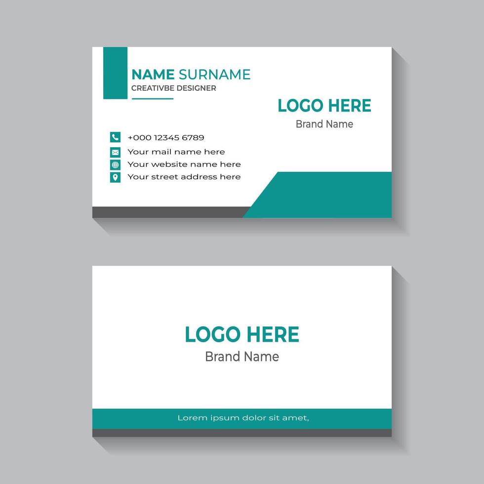 Modern Business Card Template with Green and White Colors vector