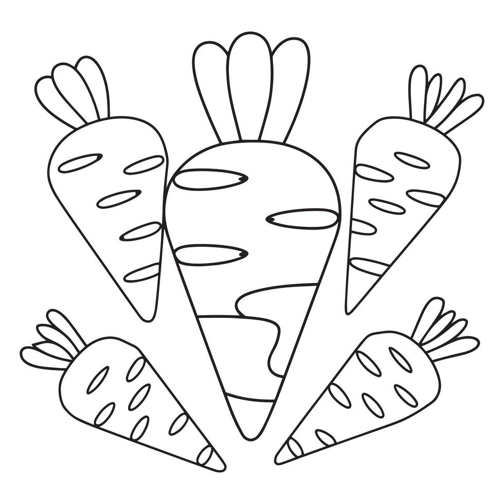 Carrot Trio Adventure A Fun and Simple Coloring Page for Kids vector