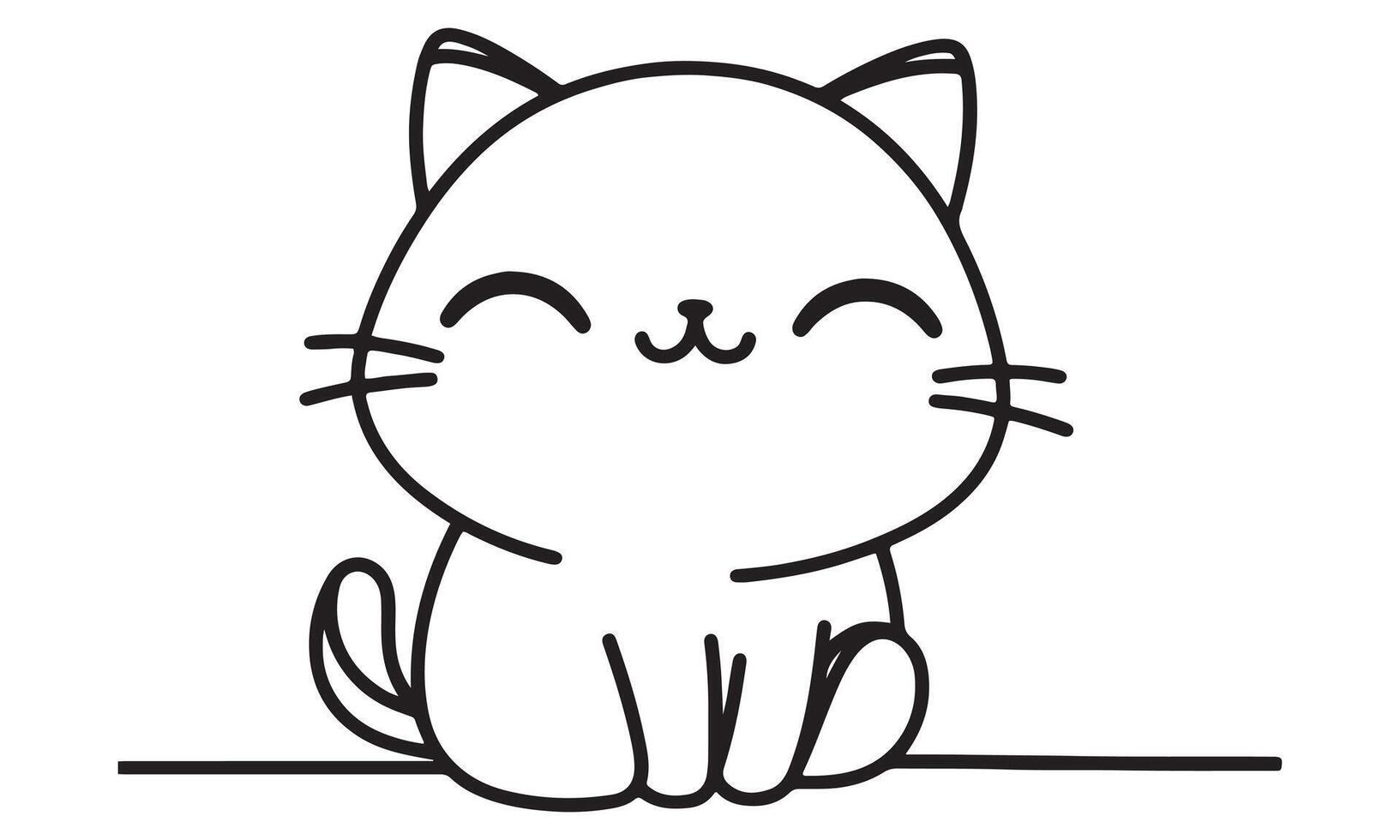 A black and white drawing of a cat sitting down vector