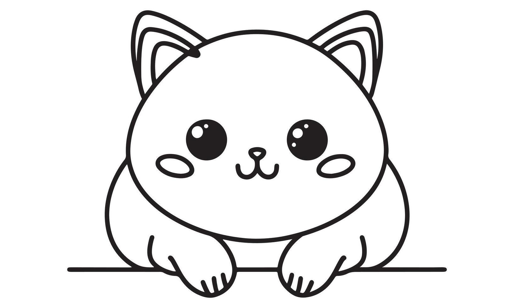 A black and white drawing of a cat vector