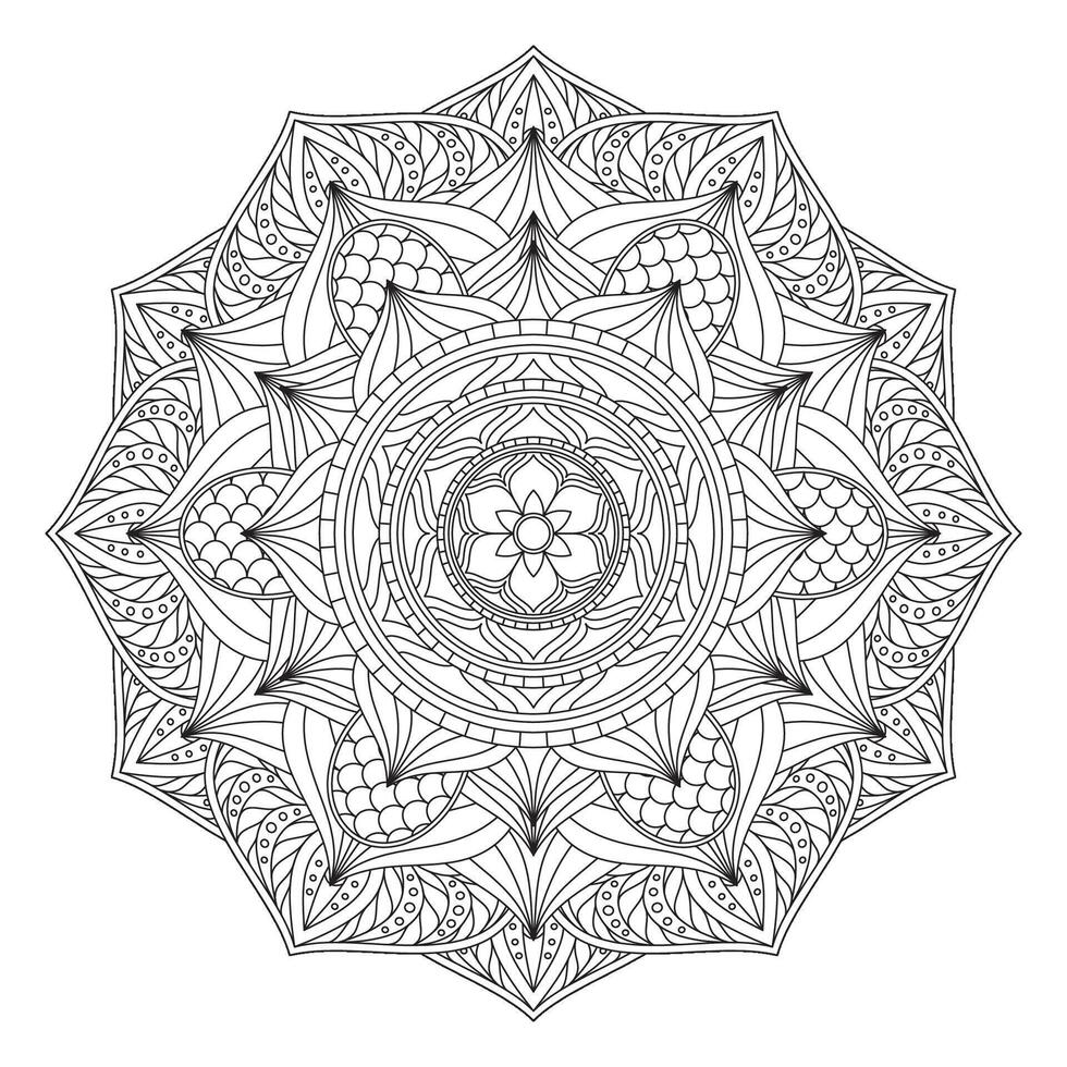 A coloring page with a circular design vector