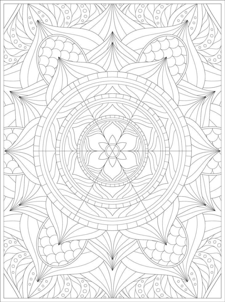 An adult coloring page with a circular design vector
