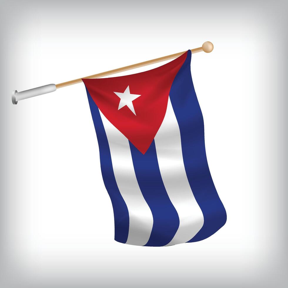 Realistic illustration of Cuba flags waving on the wall. The set is in the collection vector