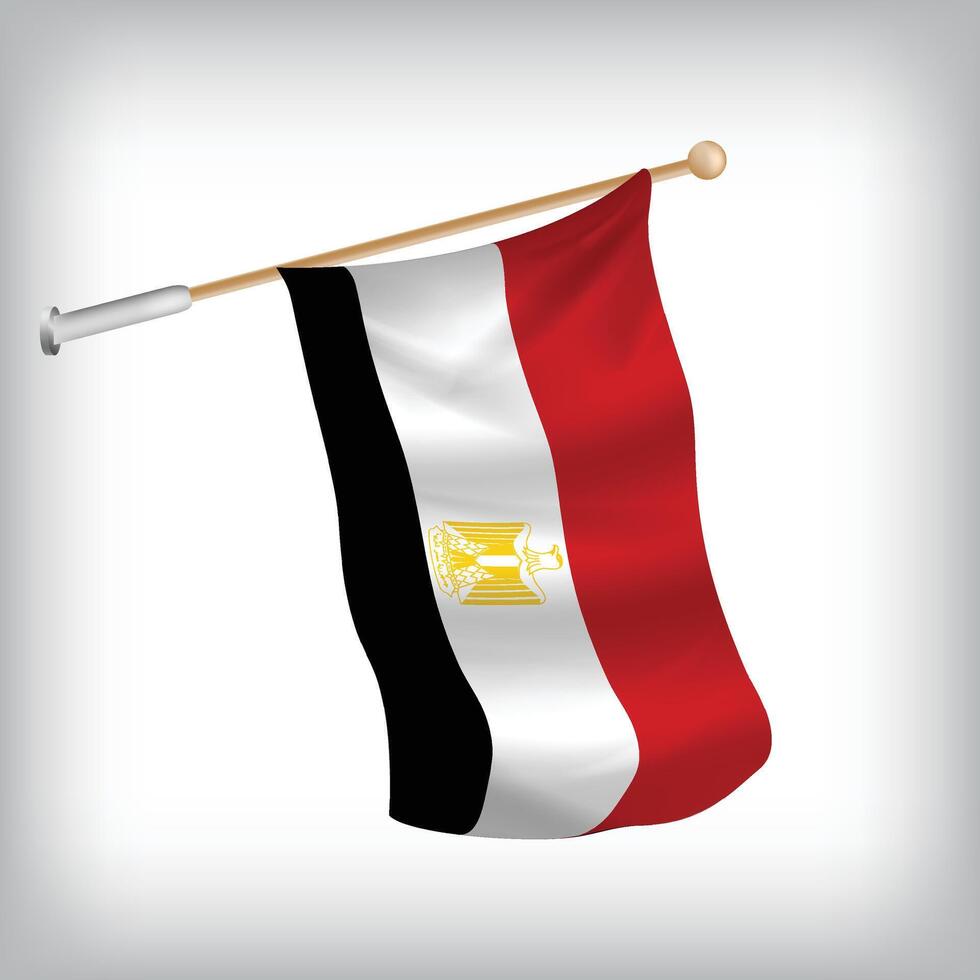 Realistic illustration of Egypt flags waving on the wall. The set is in the collection vector