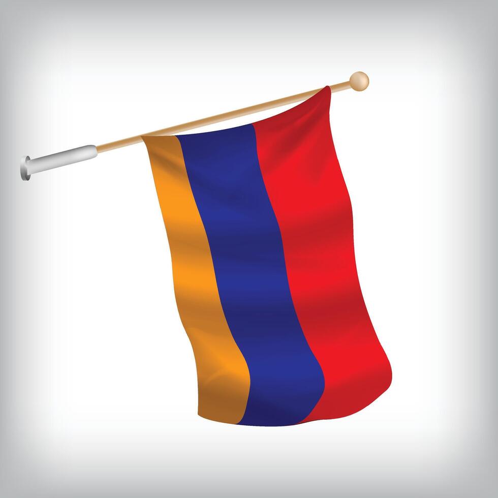 realistic illustration of Armenia flags waving on the wall. The set is in the collection vector
