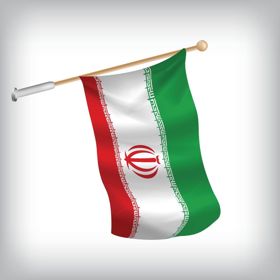 Realistic illustration of Iran flags waving on the wall. The set is in the collection vector