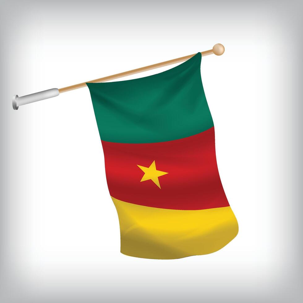 Realistic illustration of Cameroon flags waving on the wall. The set is in the collection vector