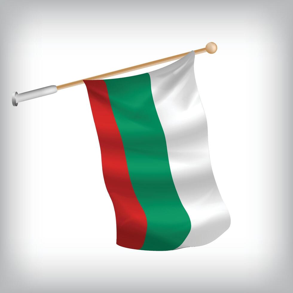 Realistic illustration of Bulgaria flags waving on the wall. The set is in the collection vector