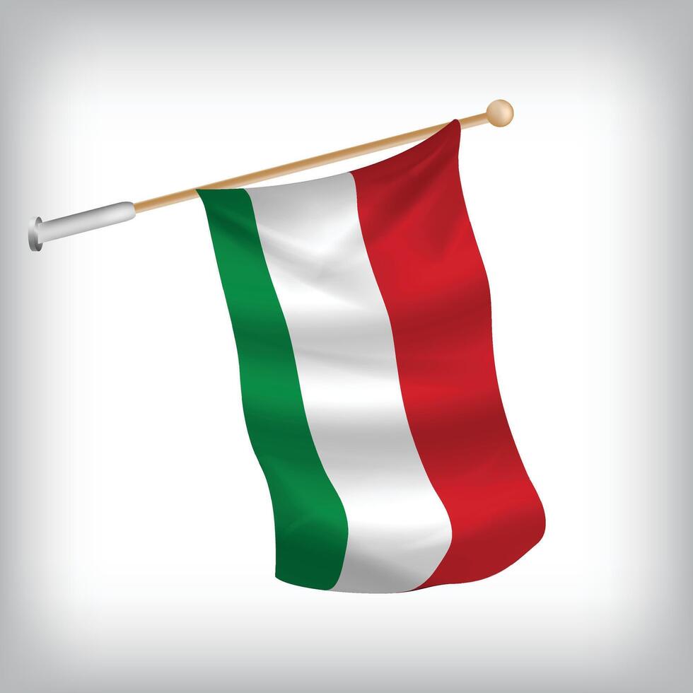 Realistic illustration of Hungary flags waving on the wall. The set is in the collection vector