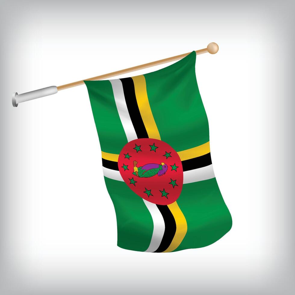 Realistic illustration of Dominica flags waving on the wall. The set is in the collection vector