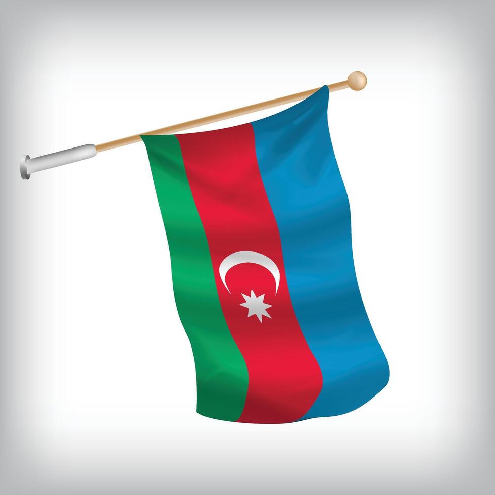 realistic illustration of Azerbaijan flags waving on the wall. The set is in the collection vector
