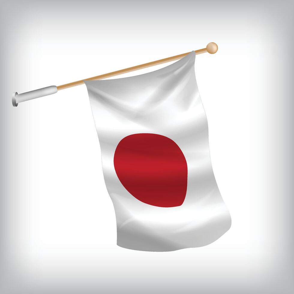 Realistic illustration of Japan flags waving on the wall. The set is in the collection vector