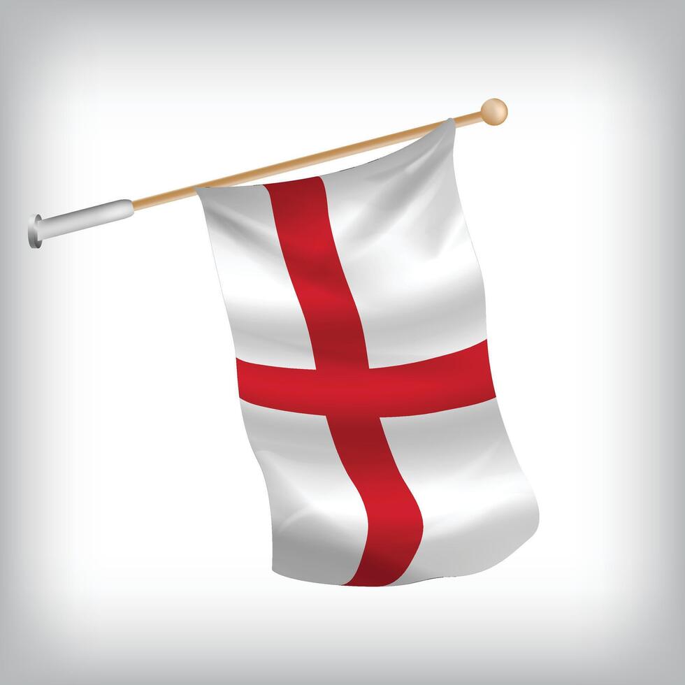 Realistic illustration of England flags waving on the wall. The set is in the collection vector
