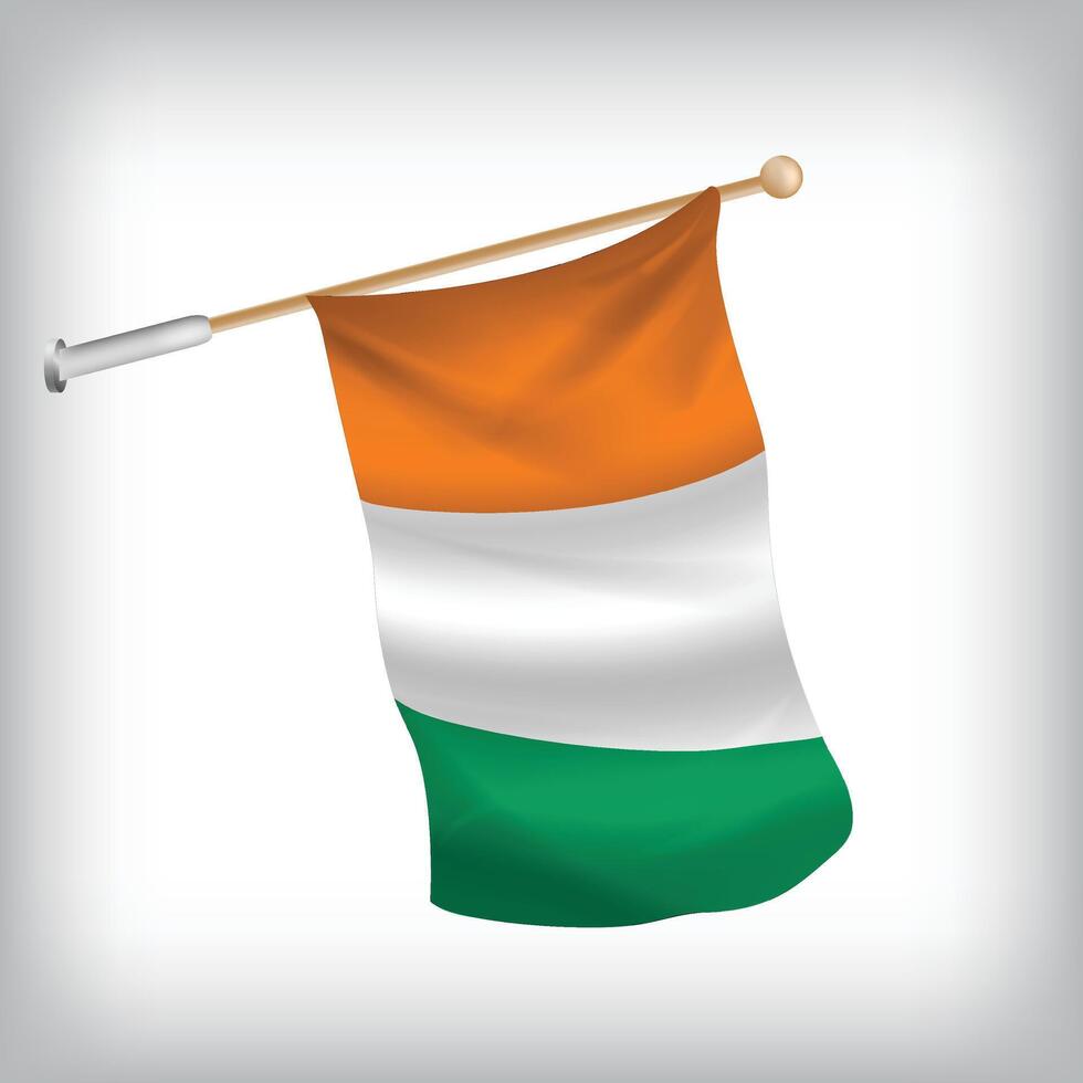 Realistic illustration of Cote d'ivoire flags waving on the wall. The set is in the collection vector