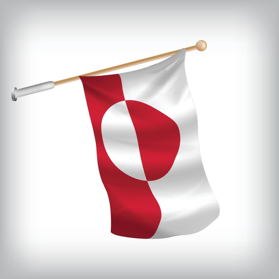 Realistic illustration of Greenland flags waving on the wall. The set is in the collection vector