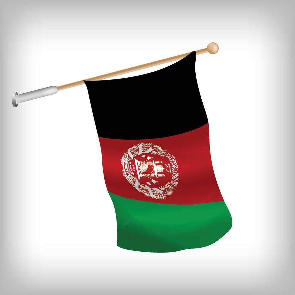 realistic illustration of Afghanistan flags waving on the wall. The set is in the collection vector