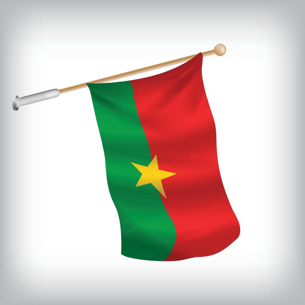 Realistic illustration of Burkina Faso flags waving on the wall. The set is in the collection vector