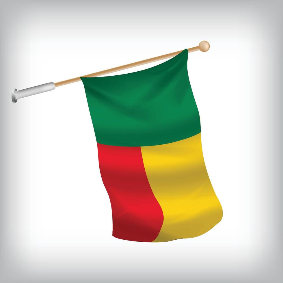 Realistic illustration of Benin flags waving on the wall. The set is in the collection vector