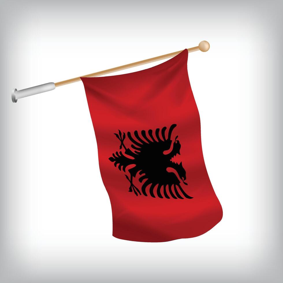realistic illustration of Albania flags waving on the wall. The set is in the collection vector