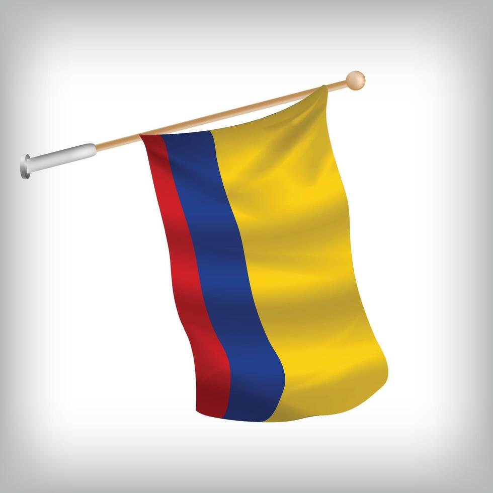 Realistic illustration of Colombia flags waving on the wall. The set is in the collection vector