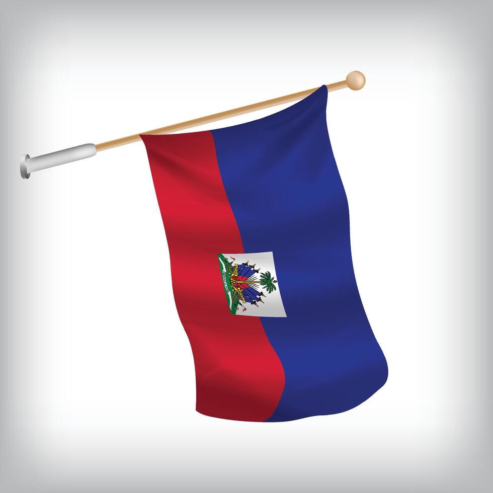 Realistic illustration of Haiti flags waving on the wall. The set is in the collection vector