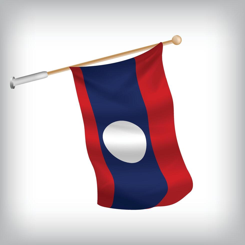 Realistic illustration of Laos flags waving on the wall. The set is in the collection vector