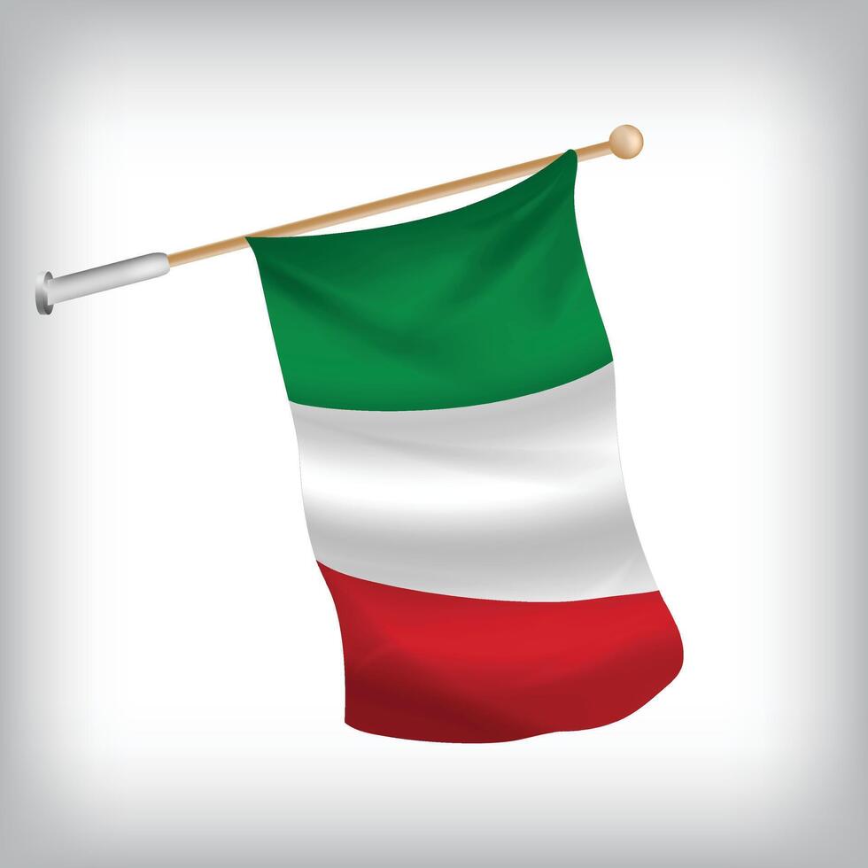 Realistic illustration of Italy flags waving on the wall. The set is in the collection vector