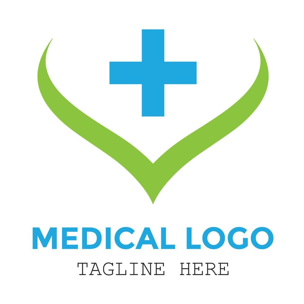 A green and blue customize medical sign with a cross logo minimalist design vector