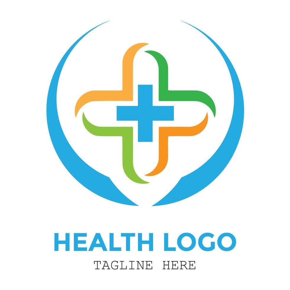 Colorful professional medical logo with a cross in the middle customize design vector