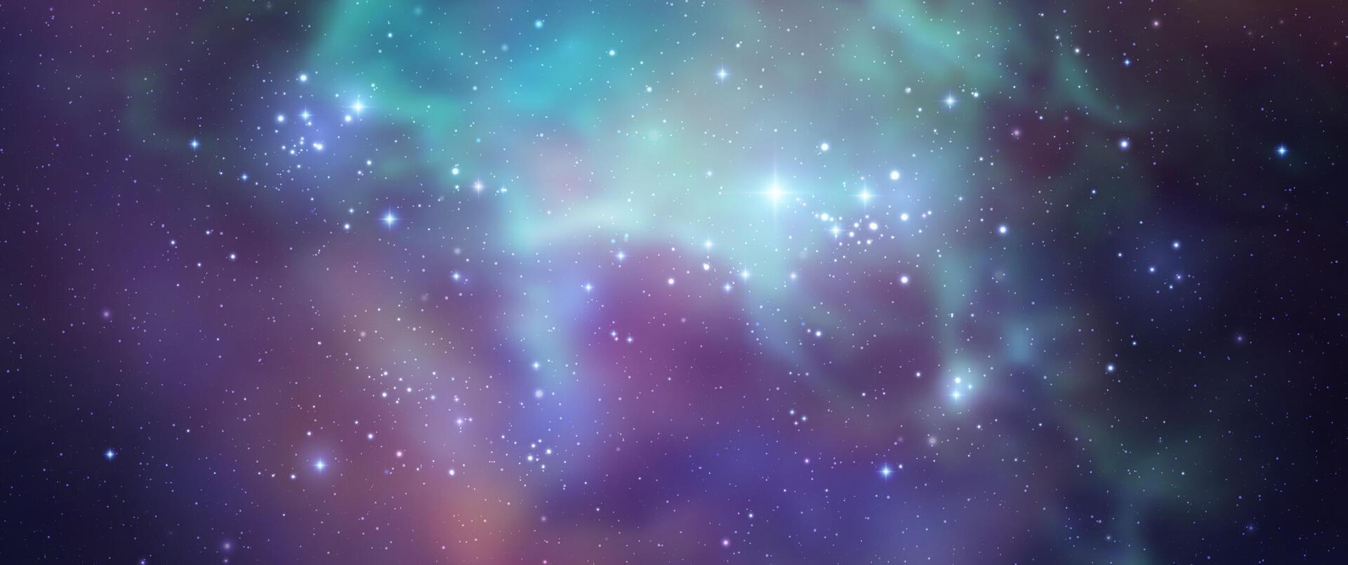 Space background with realistic nebula and shining stars. Magic colorful galaxy with stardust vector