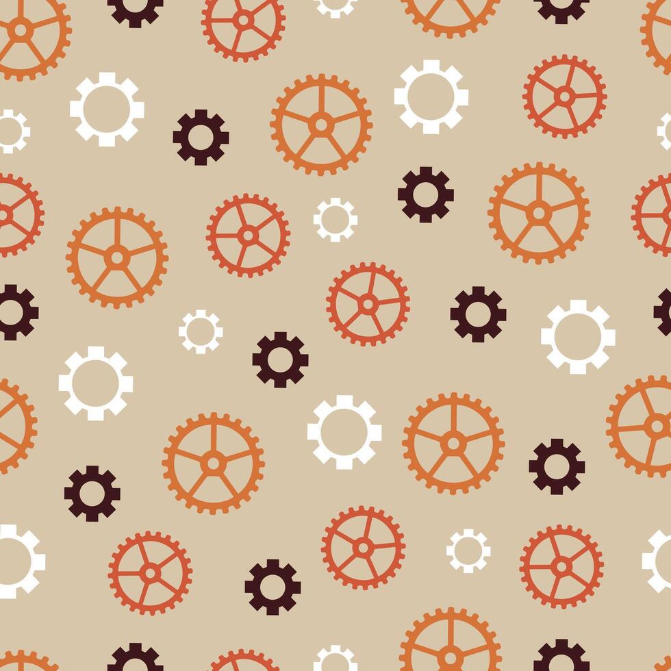 Seamless pattern with gears on a beige background vector