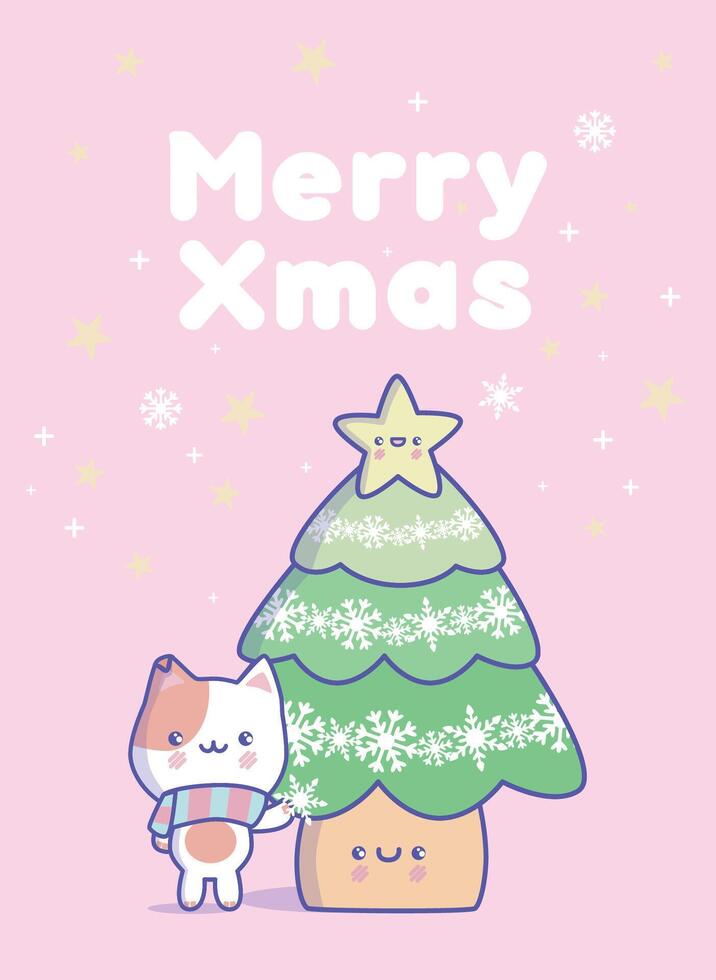Merry kawaii Christmas vector