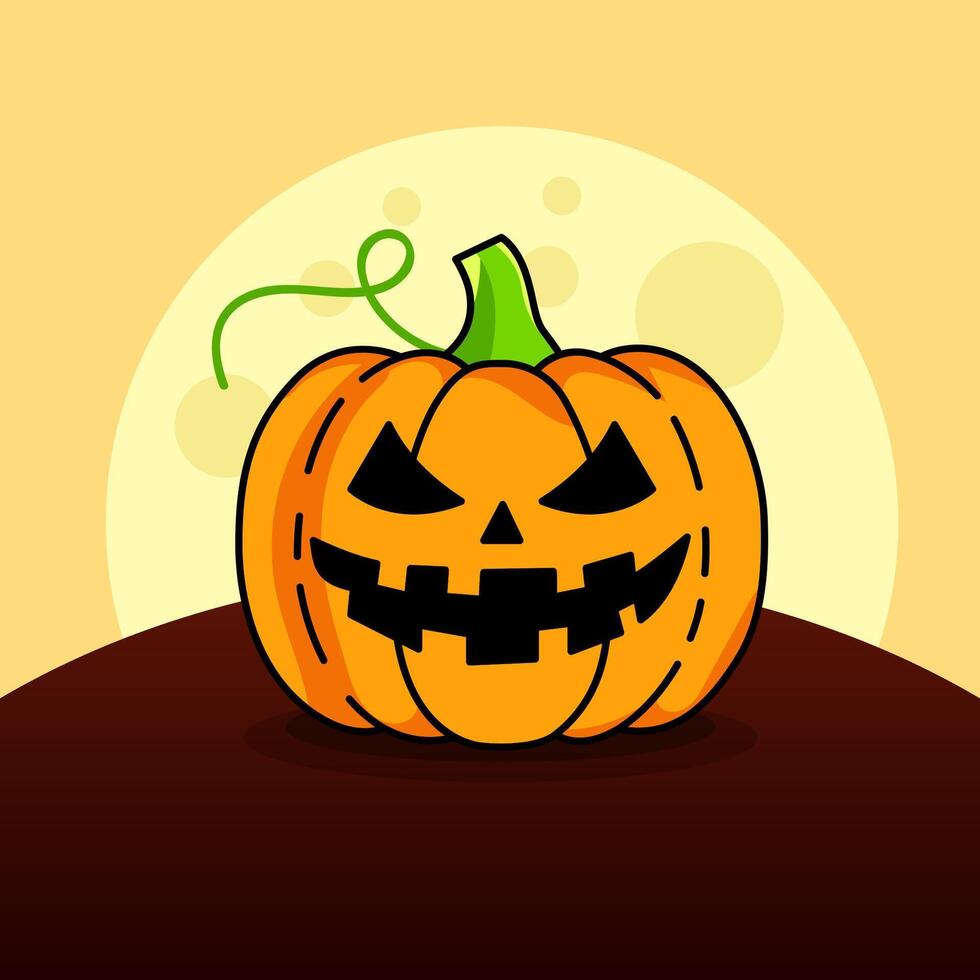 Halloween pumpkin with a full moon background vector