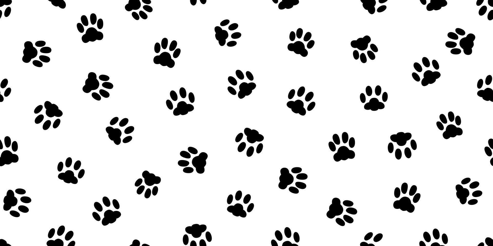Black Paw Seamless Pattern. Cat Paw Silhouettes Repeat Tile vector